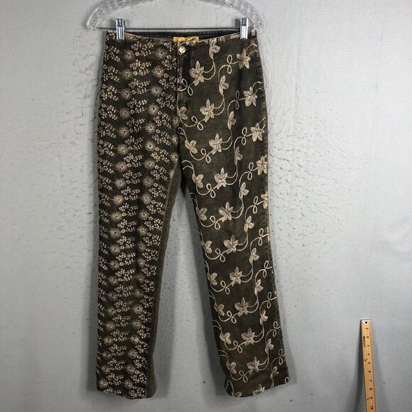 Y2K Vena Jeans Womens 4 Gray All Over Embroidery Boho Retro 70s Artsy - Picture 1 of 16